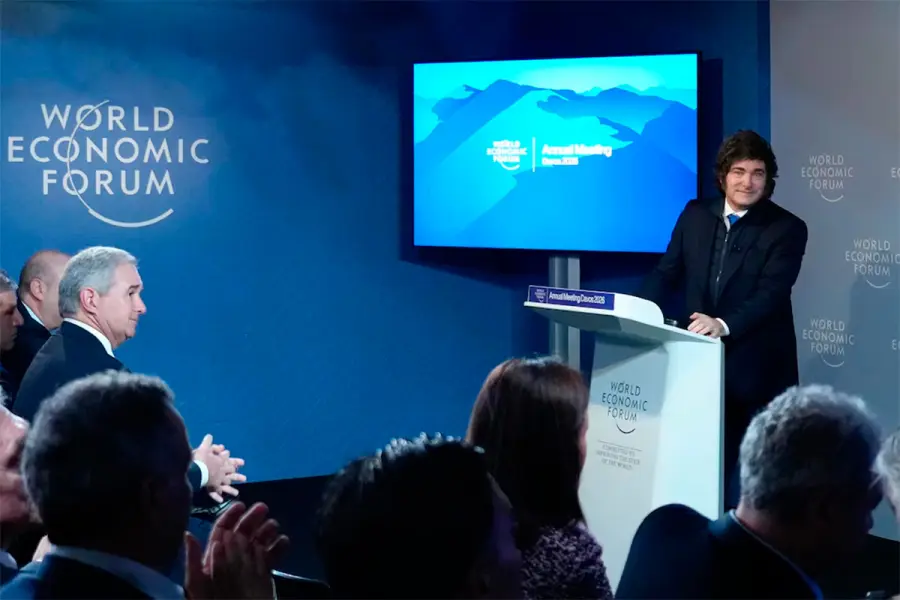 Javier Milei ante el Foro de Davos. Foto: Infobae