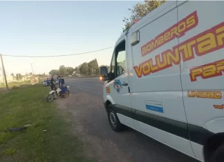 El accidente entre ruta 12 y calle Mihura. Foto: Bomberos Voluntarios de Paraná.