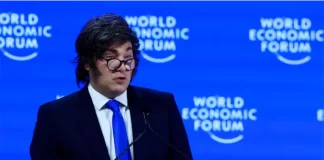 Javier Milei ante el Foro de Davos. Foto: Infobae