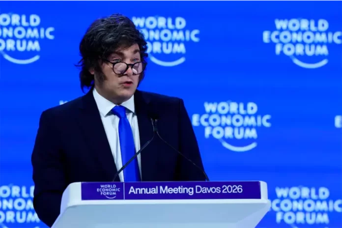 Javier Milei ante el Foro de Davos. Foto: Infobae