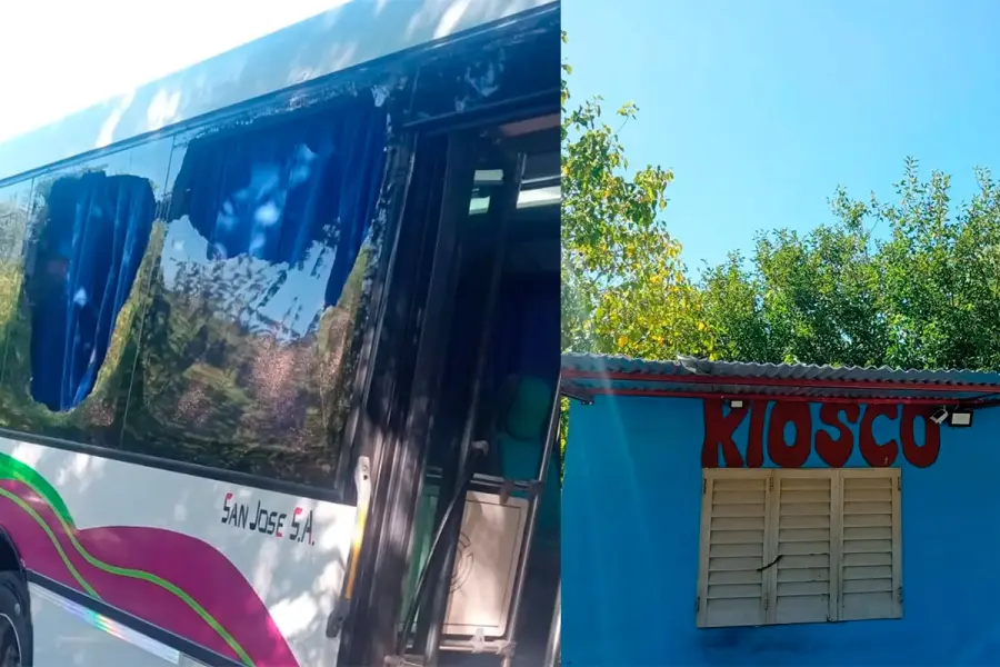 Colectivo dañado y la casa contra la que chocó. Foto: Reporte 100.7.