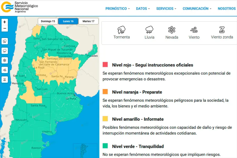Madrugada del lunes con tormentas aisladas