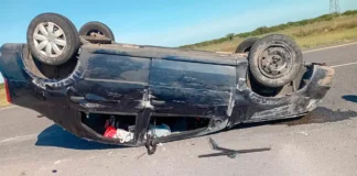 Volcó un auto en la Autovía 14 tras pinchar una rueda