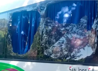 Un colectivo en prácticas perdió el control y chocó contra una vivienda en Parque Varisco Colectivo dañado en el Parque Varisco. Foto: Reporte 100.7