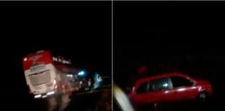 Chofer de colectivo se descompensó y chocó contra un auto en la Autovía 14