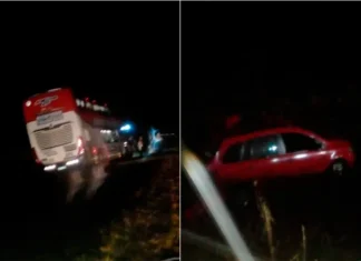 Chofer de colectivo se descompensó y chocó contra un auto en la Autovía 14