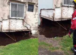 Una vivienda al borde del derrumbe tras el fuerte temporal
