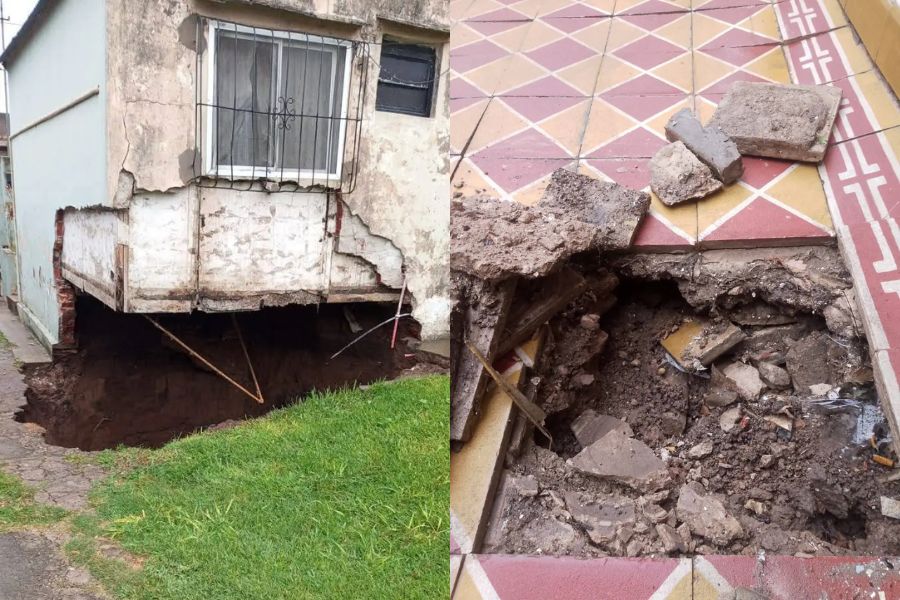 Una vivienda al borde del derrumbe tras el fuerte temporal