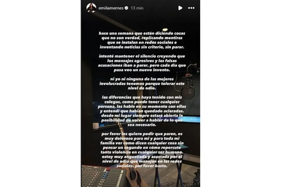 Emilia Mernes rompió el silencio
