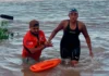 Eugenia Peltzer ganó la maratón acuática Chapetón–Paraná tras nadar 34 kilómetros en el río Paraná Eugenia Peltzer ganó la competencia acuática. Foto: Aguas Abiertas Río Paraná.