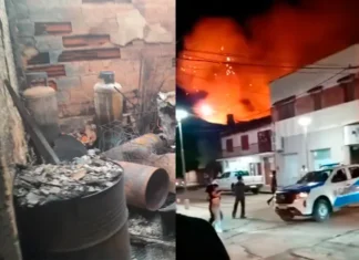 Explosión e incendio en Villaguay