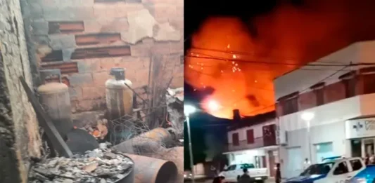 Explosión e incendio en Villaguay