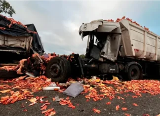 Un muerto en choque múltiple de seis camiones en la autopista Rosario–Buenos Aires. Foto: Aire Santa Fe