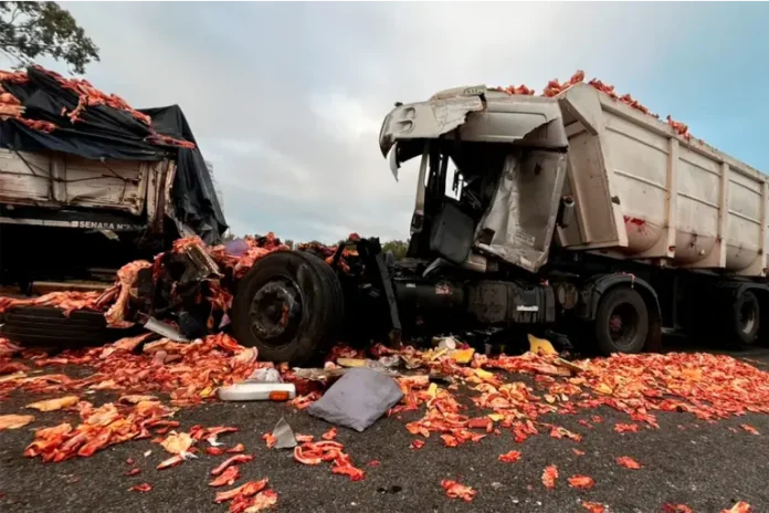 Un muerto en choque múltiple de seis camiones en la autopista Rosario–Buenos Aires. Foto: Aire Santa Fe Un muerto en choque múltiple de seis camiones en la autopista Rosario–Buenos Aires. Foto: Aire Santa Fe