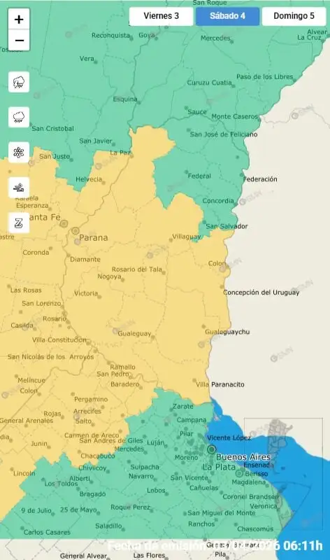 Alerta amarillo para sábado 4 de abril