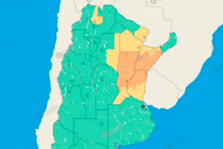 Alerta para este lunes. Foto: SMN.