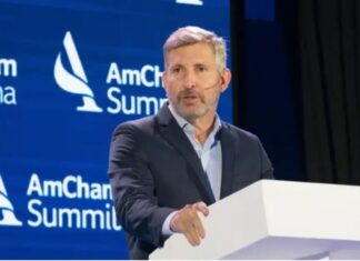 Rogelio Frigerio en AmCham. Foto: NA.