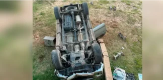 Vuelco en la costanera de Colón. Foto: Policía de Entre Ríos