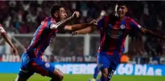 Manuel Insaurralde celebra su gol para el 1-0 de San Lorenzo. Foto: Emma Fernández / Clarín