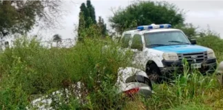 Vuelco sobre Ruta 12. Foto: FM Brisas Santa Elena.