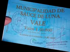 El ticket canasta que entregó el intendente.