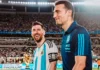 Scaloni y Messi.