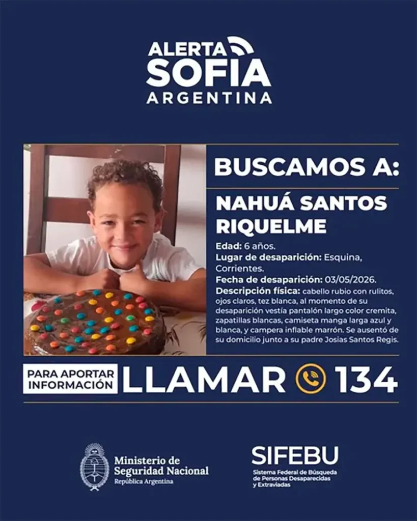 Activaron el Alerta Sofía por la desaparición de un niño de 6 años en Corrientes