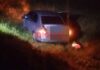 Un automovilista terminó en una zanja tras intentar esquivar un animal.
