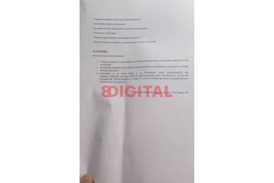 La carta presentada por el Club.