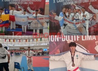 Taekwondistas de Colonia Avellaneda en el Campeonato Sudamericano de Perú.