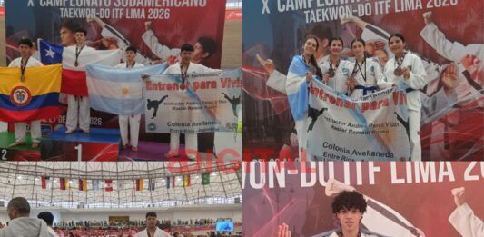Taekwondistas de Colonia Avellaneda en el Campeonato Sudamericano de Perú.