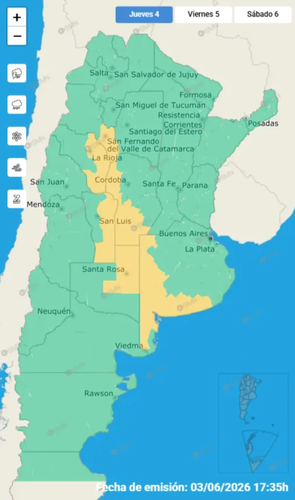El tiempo jueves 4 de junio.