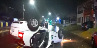Choque y vuelco en Paraná. Foto: (PER).