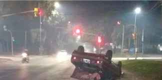 Vuelco en Paraná. Foto: Policía de Entre Ríos.