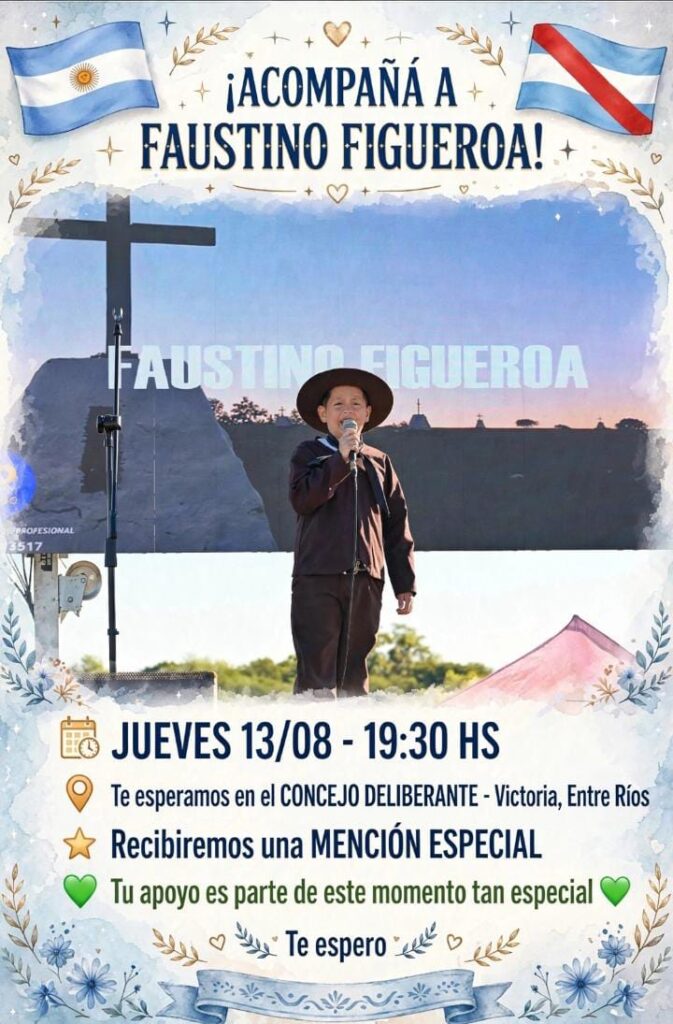 Faustino Figueroa representará a Entre Ríos en el 1er Certamen Nacional e Internacional de Talentos Salta Record 2026