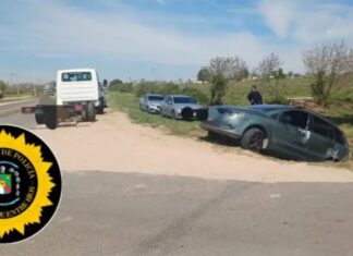 Choque entre un camión y un auto en Strobel. Foto: PER.