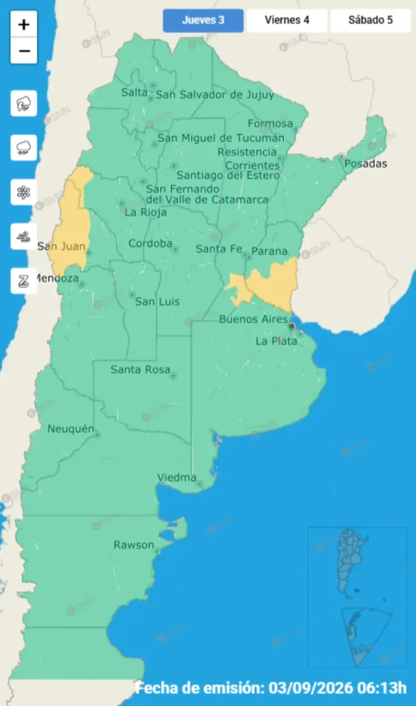 Alerta amarilla por tormentas en Entre Ríos