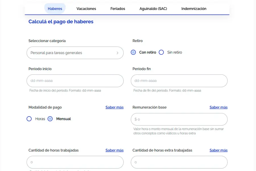Calculadora para empleadas domésticas