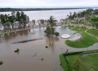 Repuntó el río Uruguay por las lluvias en el norte. Foto: Diario Río Uruguay.