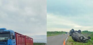 Impactante vuelco en Ruta 127.