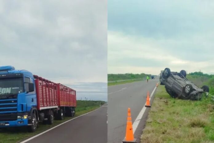 Impactante vuelco en Ruta 127.