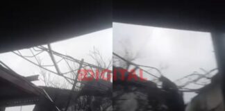 El temporal derribó la antena de FM Latina.