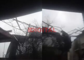 El temporal derribó la antena de FM Latina.