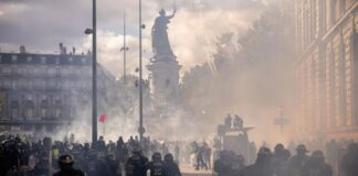 Manifestaciones en París. Foto: NA (Xinhua).