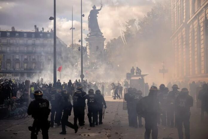 Manifestaciones en París. Foto: NA (Xinhua). Manifestaciones en París. Foto: NA (Xinhua).
